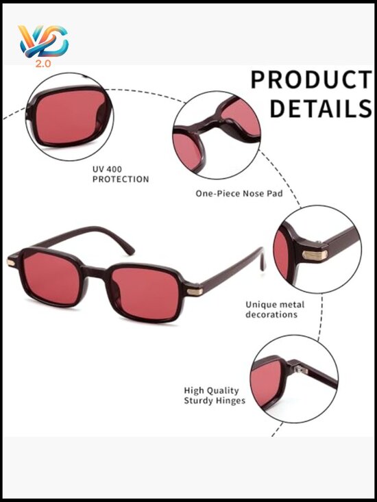 Trendy Rectangle Sunglasses Small Retro Fashion 90s Y2K Narrow Thin Square main image 6